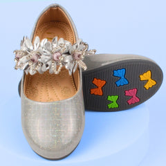 Neska Moda Girls Synthetic Leather Velcro Ballerinas/Belly Sandal (Grey)