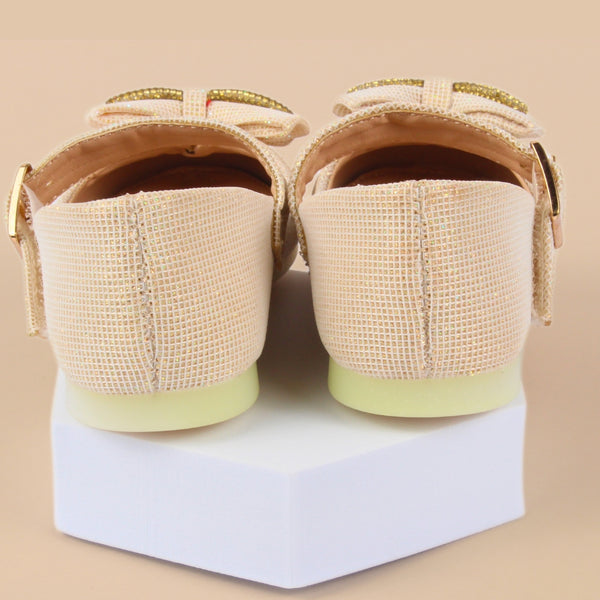 Neska Moda Girls Synthetic Leather Hook & Loop Ballerinas/Belly Sandal (Gold)