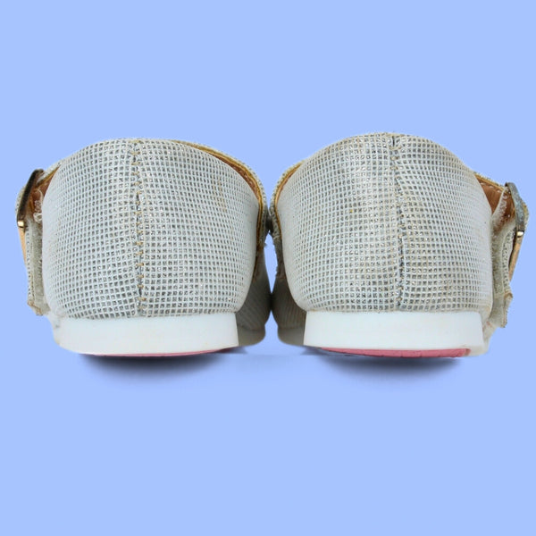 Neska Moda Girls Synthetic Leather Hook & Loop Ballerinas/Belly Sandal (Silver)