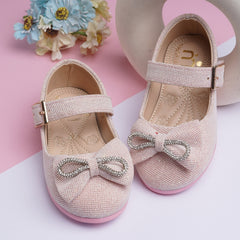 Neska Moda Girls Synthetic Leather Hook & Loop Ballerinas/Belly Sandal (Pink)