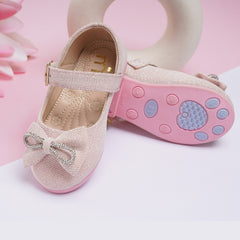 Neska Moda Girls Synthetic Leather Hook & Loop Ballerinas/Belly Sandal (Pink)