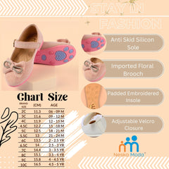 Neska Moda Girls Synthetic Leather Hook & Loop Ballerinas/Belly Sandal (Pink)