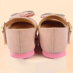 Neska Moda Girls Synthetic Leather Hook & Loop Ballerinas/Belly Sandal (Pink)