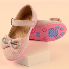 Neska Moda Girls Synthetic Leather Hook & Loop Ballerinas/Belly Sandal (Pink)