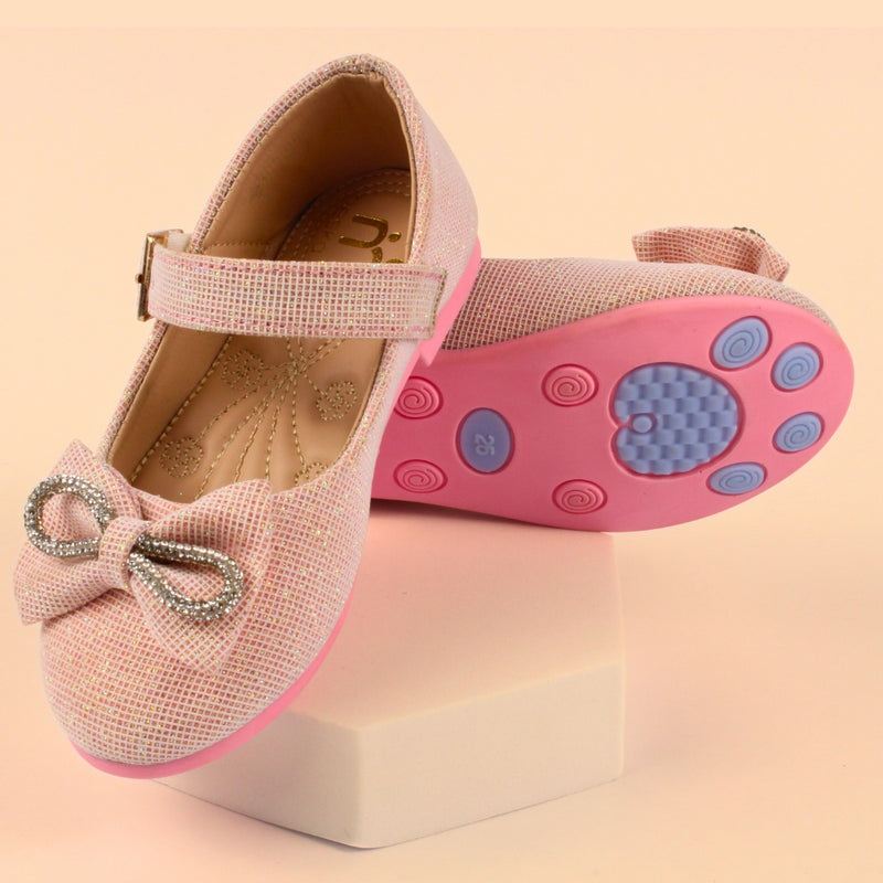 Neska Moda Girls Synthetic Leather Hook & Loop Ballerinas/Belly Sandal (Pink)