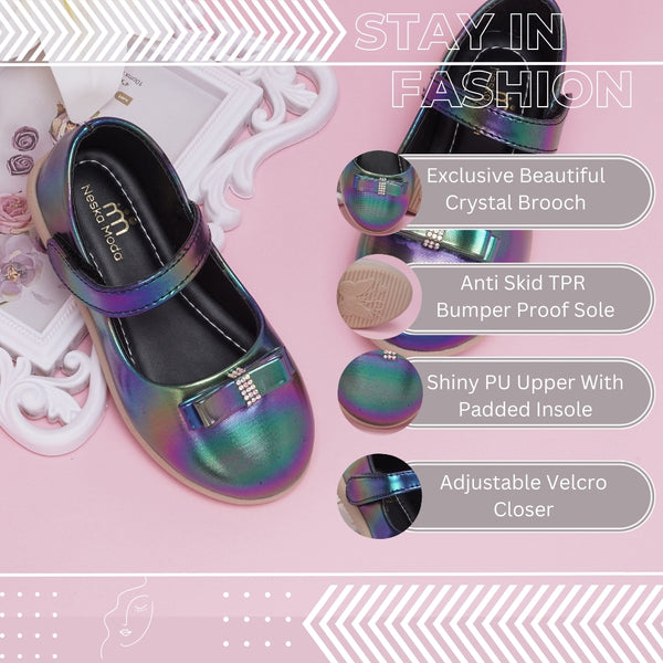 Neska Moda Synthetic Leather Ballerinas for Baby Girls (Multicolor)