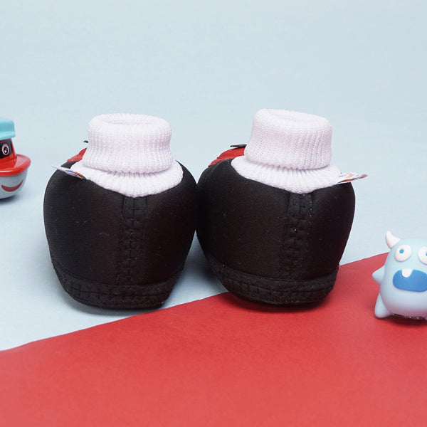 6 To 12 Months Baby Girls & Baby Boys Soft Cotton Cute Butterfly Booties (Black,Red)-BT4411