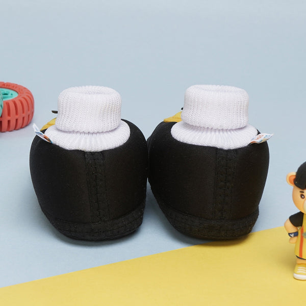 6 To 12 Months Baby Girls & Baby Boys Soft Cotton Cute Butterfly Booties (Black,Yellow)-BT4412