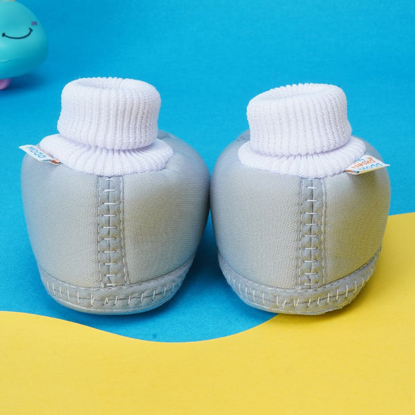 6 To 12 Months Baby Girls & Baby Boys Soft Cotton Cute Butterfly Booties (Grey,Black)-BT4415