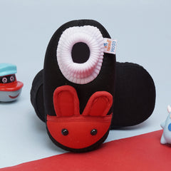 6 To 12 Months Baby Boys & Baby Girls Cute Soft Cotton Pre-Walker Rabbit Face Booties (Black,Red)-BT4419