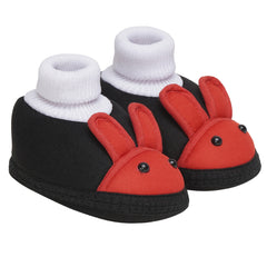 6 To 12 Months Baby Boys & Baby Girls Cute Soft Cotton Pre-Walker Rabbit Face Booties (Black,Red)-BT4419