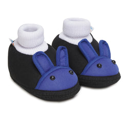 6 To 12 Months Baby Boys & Baby Girls Cute Soft Cotton Pre-Walker Rabbit Face Booties (Black,Blue)-BT4421