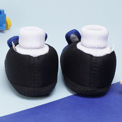 6 To 12 Months Baby Boys & Baby Girls Cute Soft Cotton Pre-Walker Rabbit Face Booties (Black,Blue)-BT4421