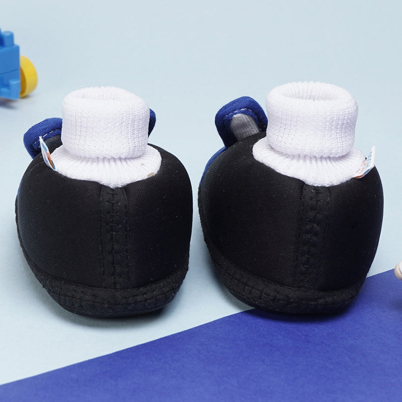 6 To 12 Months Baby Boys & Baby Girls Cute Soft Cotton Pre-Walker Rabbit Face Booties (Black,Blue)-BT4421