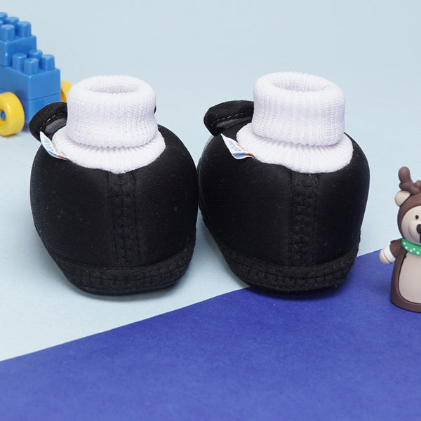 6 To 12 Months Baby Boys & Baby Girls Cute Soft Cotton Pre-Walker Rabbit Face Booties (Black,Grey)-BT4422