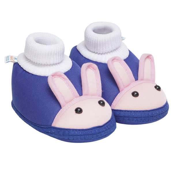 6 To 12 Months Baby Boys & Baby Girls Cute Soft Cotton Pre-Walker Rabbit Face Booties (Blue,Pink)-BT4424