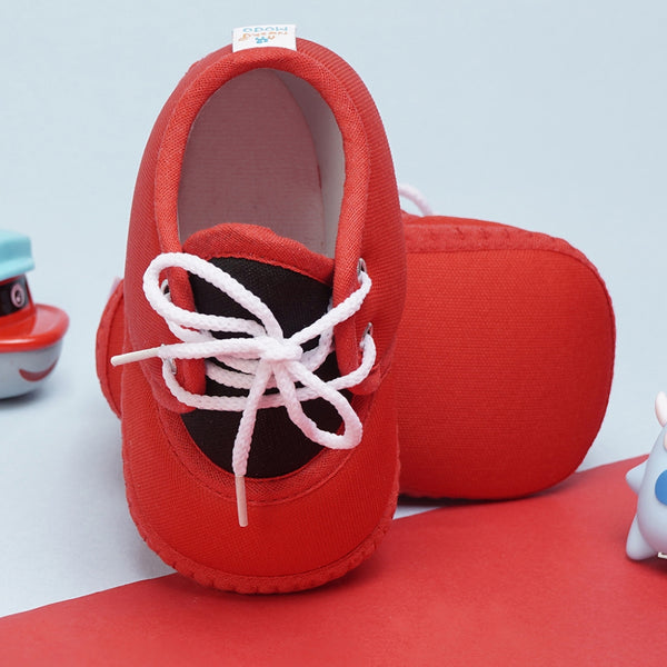 6 To 12 Months Baby Boys & Baby Girls Cute Soft Cotton Pre-Walker Lace Booties (Red,Black)-BT4427
