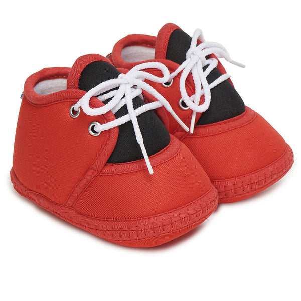 6 To 12 Months Baby Boys & Baby Girls Cute Soft Cotton Pre-Walker Lace Booties (Red,Black)-BT4427