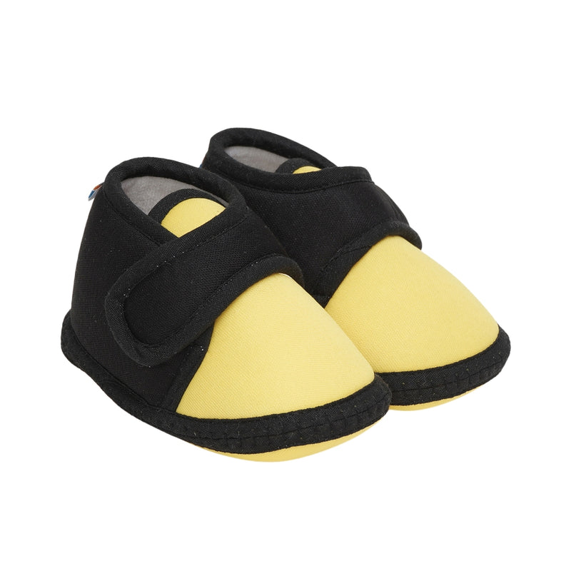 6 To 12 Months Baby Boys & Baby Girls Cute Soft Cotton Pre-Walker Sports Booties (Yellow,Black)-BT4434