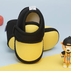 6 To 12 Months Baby Boys & Baby Girls Cute Soft Cotton Pre-Walker Sports Booties (Yellow,Black)-BT4434