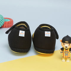 6 To 12 Months Baby Boys & Baby Girls Cute Soft Cotton Pre-Walker Sports Booties (Yellow,Black)-BT4434