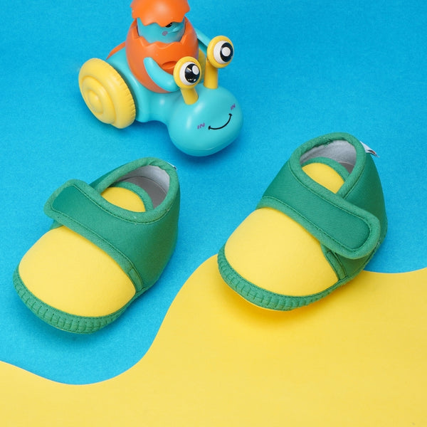 6 To 12 Months Baby Boys & Baby Girls Cute Soft Cotton Pre-Walker Sports Booties (Green,Yellow)-BT4437