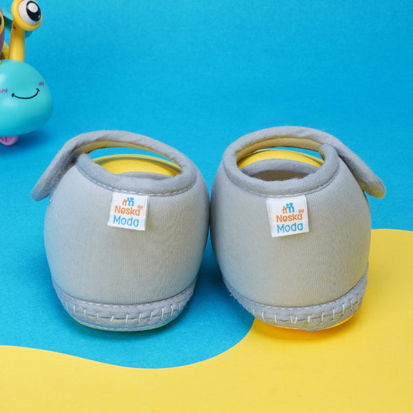 6 To 12 Months Baby Boys & Baby Girls Cute Soft Cotton Pre-Walker Sports Booties (Yellow,Grey)-BT4439