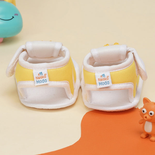 6 To 12 Months Baby Girls Cute Soft Cotton Pre-Walker Velcro Sandal Booties (Yellow)-BT4445