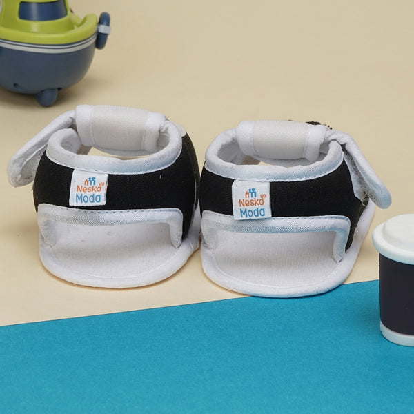 6 To 12 Months Baby Girls Cute Soft Cotton Pre-Walker Velcro Sandal Booties (Black)-BT4452