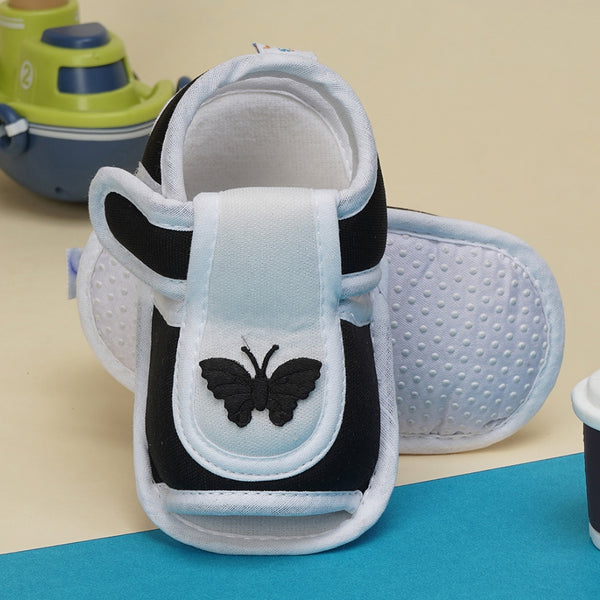 6 To 12 Months Baby Girls Cute Soft Cotton Pre-Walker Velcro Sandal Booties (Black)-BT4452