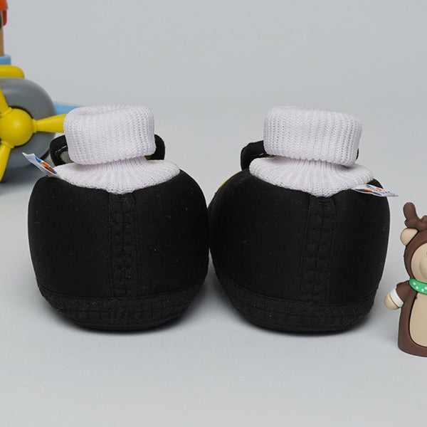 6 To 12 Months Baby Boys & Baby Girls Cute Soft Cotton Pre-Walker Rabbit Face Booties (Black,Yellow)