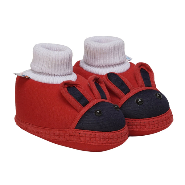 6 To 12 Months Baby Boys & Baby Girls Cute Soft Cotton Pre-Walker Rabbit Face Booties (Red,Blue)-BT4458