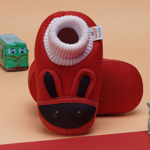 6 To 12 Months Baby Boys & Baby Girls Cute Soft Cotton Pre-Walker Rabbit Face Booties (Red,Blue)-BT4458