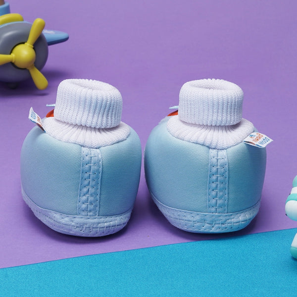 6 To 12 Months Baby Girls & Baby Boys Soft Cotton Cute Butterfly Booties (Sky Blue,Orange)