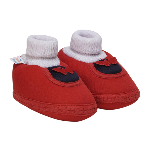6 To 12 Months Baby Girls & Baby Boys Soft Cotton Cute Butterfly Booties (Red,Blue)-BT4461