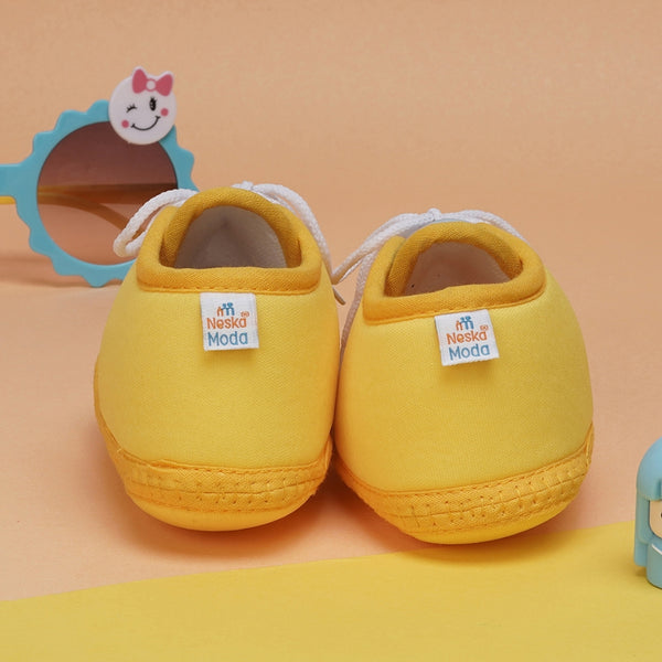6 To 12 Months Baby Boys & Baby Girls Cute Soft Cotton Pre-Walker Lace Booties (Yellow)-BT4462