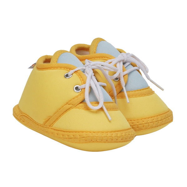 6 To 12 Months Baby Boys & Baby Girls Cute Soft Cotton Pre-Walker Lace Booties (Yellow)-BT4462