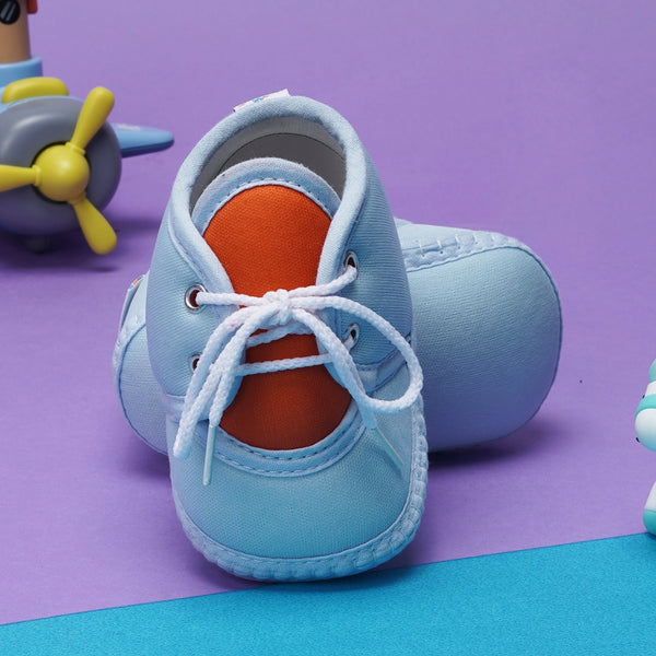 6 To 12 Months Baby Boys & Baby Girls Cute Soft Cotton Pre-Walker Lace Booties (Sky Blue)