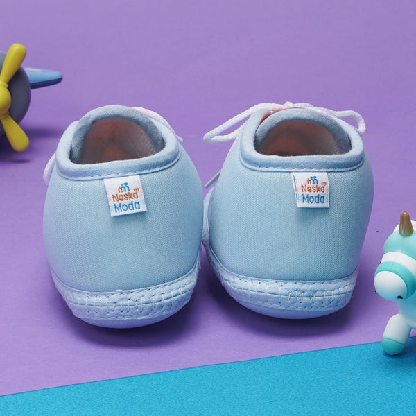 6 To 12 Months Baby Boys & Baby Girls Cute Soft Cotton Pre-Walker Lace Booties (Sky Blue)