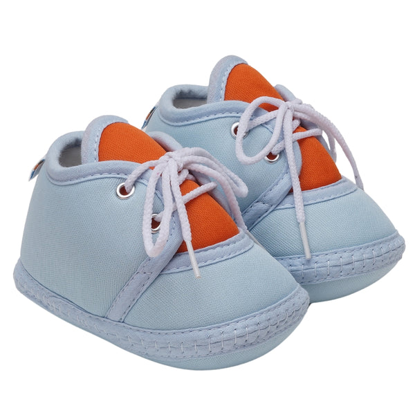 6 To 12 Months Baby Boys & Baby Girls Cute Soft Cotton Pre-Walker Lace Booties (Sky Blue)