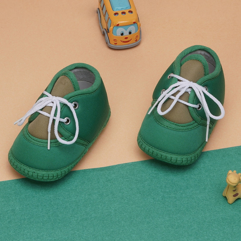 6 To 12 Months Baby Boys & Baby Girls Cute Soft Cotton Pre-Walker Lace Booties (Green)-BT4464