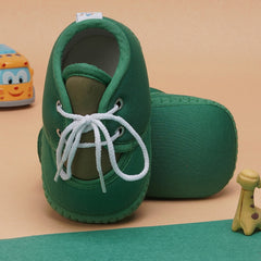 6 To 12 Months Baby Boys & Baby Girls Cute Soft Cotton Pre-Walker Lace Booties (Green)-BT4464