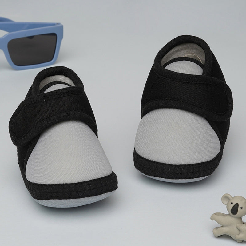 6 To 12 Months Baby Boys & Baby Girls Cute Soft Cotton Pre-Walker Sports Booties (Grey,Black)