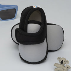 6 To 12 Months Baby Boys & Baby Girls Cute Soft Cotton Pre-Walker Sports Booties (Grey,Black)