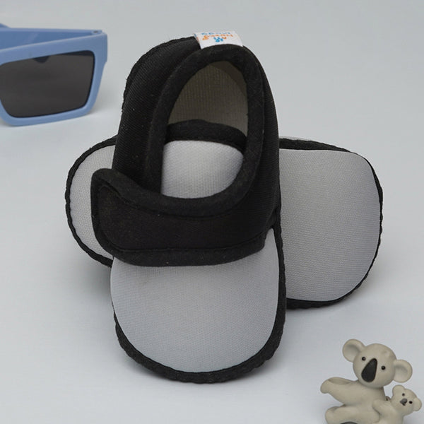 6 To 12 Months Baby Boys & Baby Girls Cute Soft Cotton Pre-Walker Sports Booties (Grey,Black)