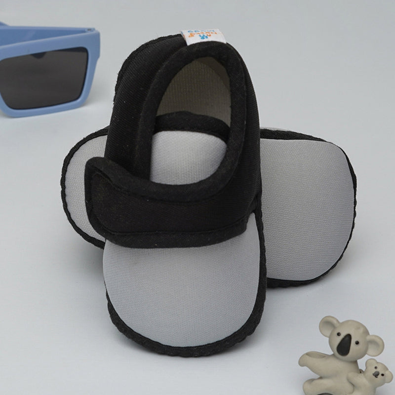 6 To 12 Months Baby Boys & Baby Girls Cute Soft Cotton Pre-Walker Sports Booties (Grey,Black)