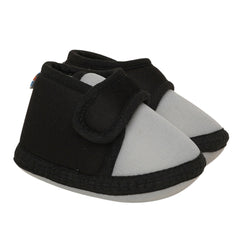 6 To 12 Months Baby Boys & Baby Girls Cute Soft Cotton Pre-Walker Sports Booties (Grey,Black)