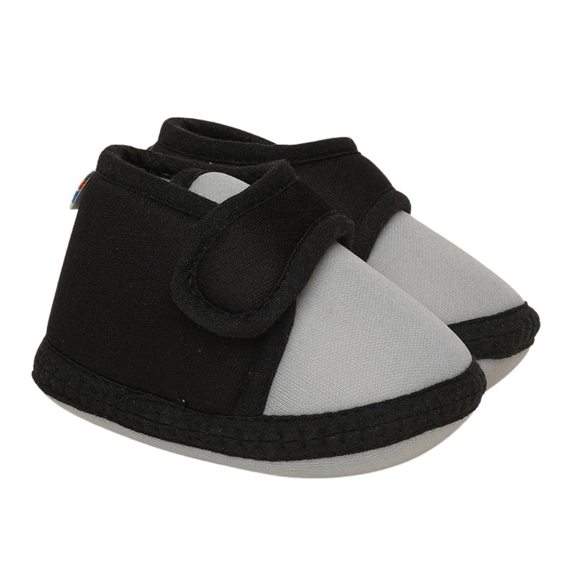 6 To 12 Months Baby Boys & Baby Girls Cute Soft Cotton Pre-Walker Sports Booties (Grey,Black)