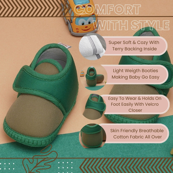 6 To 12 Months Baby Boys & Baby Girls Cute Soft Cotton Pre-Walker Sports Booties (Green)-BT4467