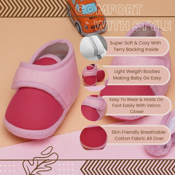 6 To 12 Months Baby Boys & Baby Girls Cute Soft Cotton Pre-Walker Sports Booties (Pink)-BT4468